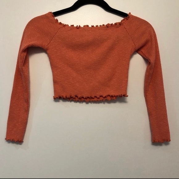 Akira Orange Long Sleeve Crop Top - Picture 3 of 5